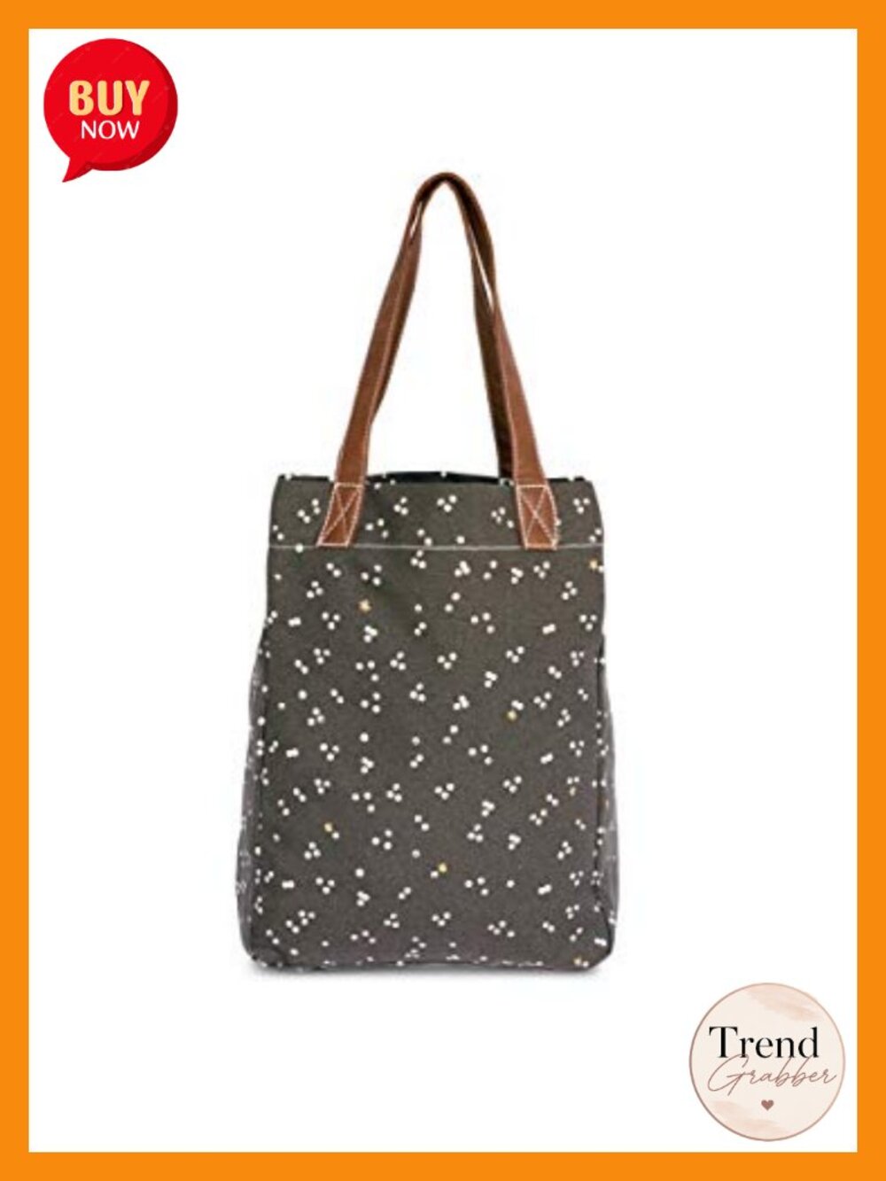Recycled Canvas Market Tote Bag with Vegan Leather Handles